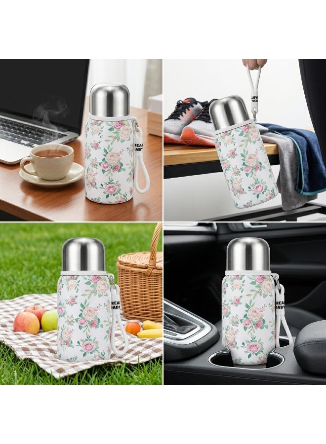 Real Baby 450 ml Vacuum Insulated Bottle, Floral, Stainless Steel, Carry Strap - Image 3