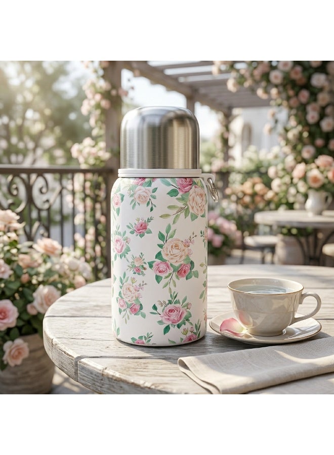 Real Baby 450 ml Vacuum Insulated Bottle, Floral, Stainless Steel, Carry Strap - Image 4