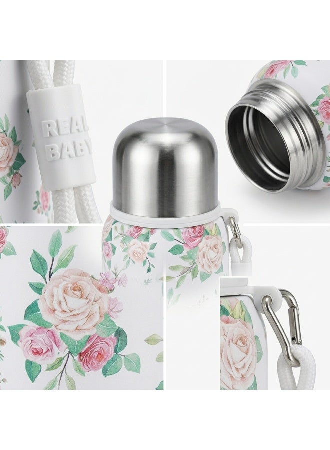Real Baby 450 ml Vacuum Insulated Bottle, Floral, Stainless Steel, Carry Strap - Image 5