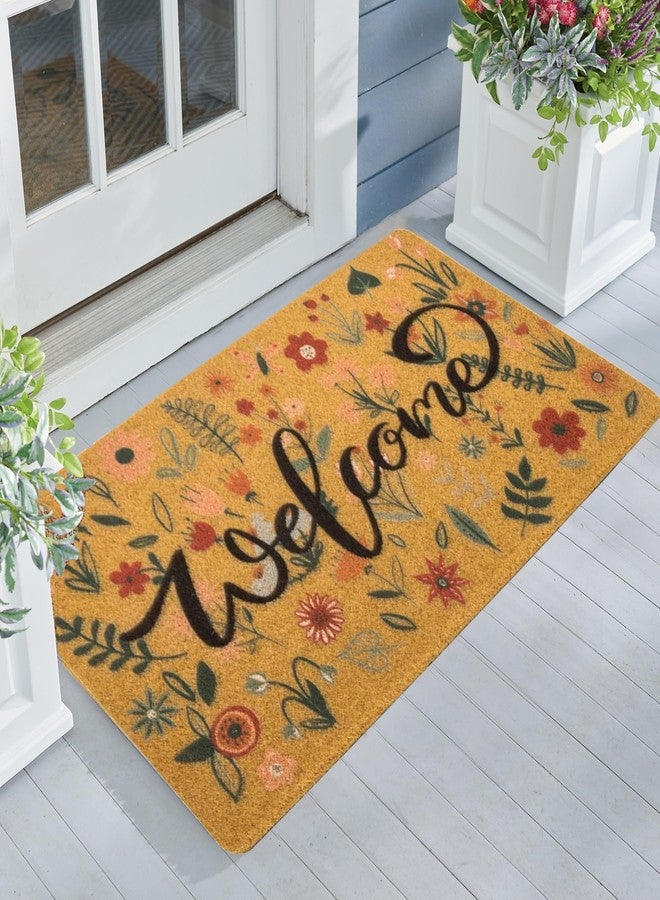 IZUS Floral Welcome-Doormats Front-Door - Spring Flower Home Decor Indoor-Mats Summer Non-Slip Seasonal Doormats 17x29inches - Image 1