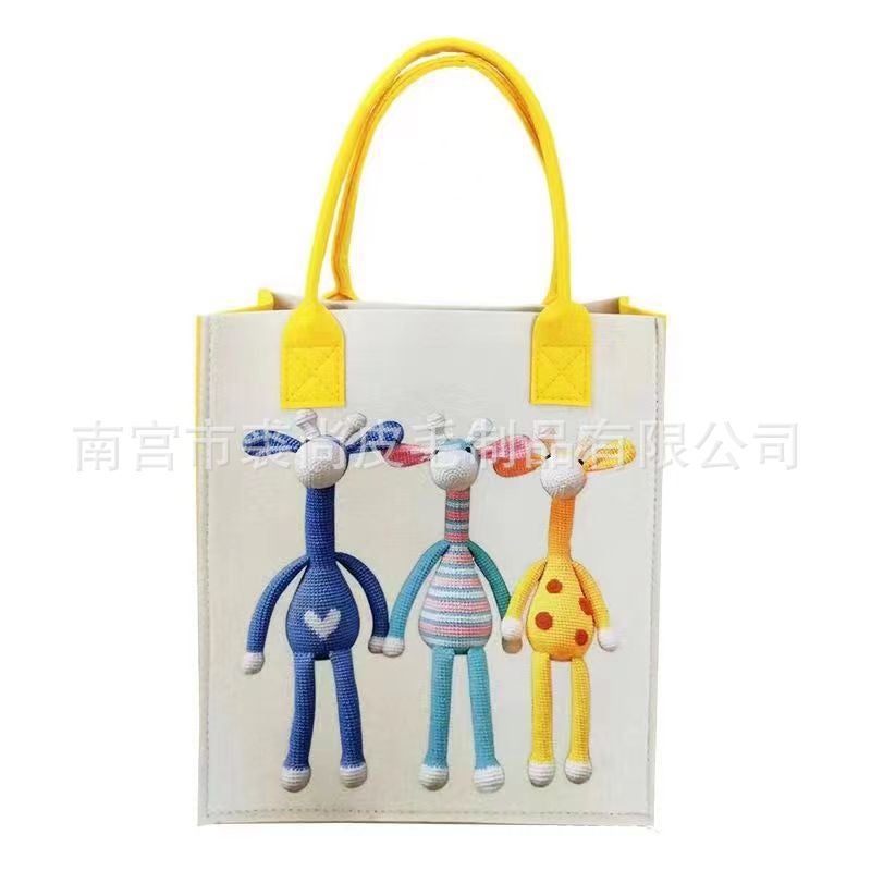 Felt Handbag Felt Bag Large Capacity Attendance Bag Tote Bag Cartoon Pattern Thick Shopping Bag Handbag - Image 1