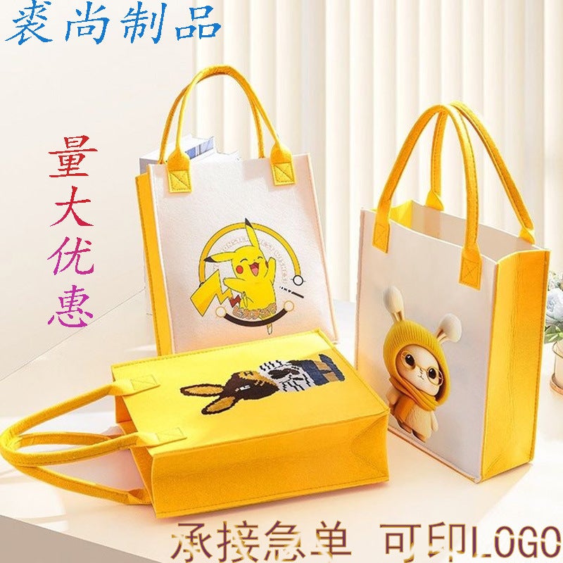 Felt Handbag Felt Bag Large Capacity Attendance Bag Tote Bag Cartoon Pattern Thick Shopping Bag Handbag - Image 2