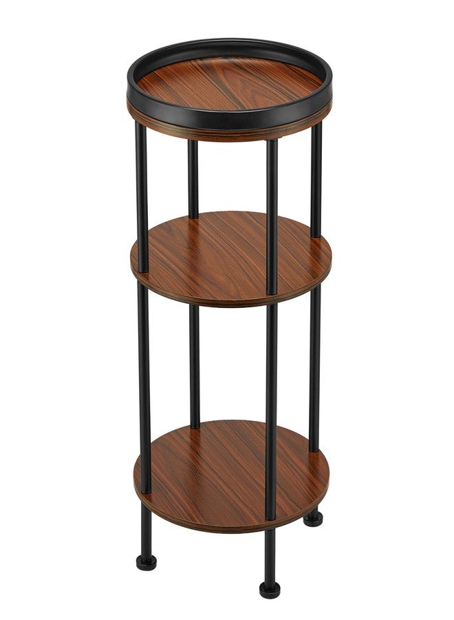 ZEXVIDA Side Table, 3 Tiers, Round Night Table, Width 11.8 x Depth 11.8 x Height 21.7 inches (30 x 30 x 55 cm), Living Side Table, Bedside Table, Mini Table, Folding Side Table, Wood Grain Table, - Image 2