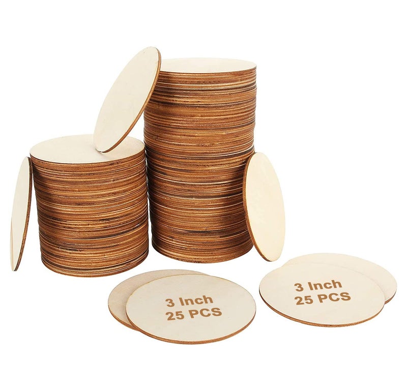 SWAGSTATION Wood Blank Cutouts MDF Board for Art and Craft Decoupage Art Mandala Art Resin Art Fluid ArtLippan Art Round Costers Blank 3 Inch 100 Pcs