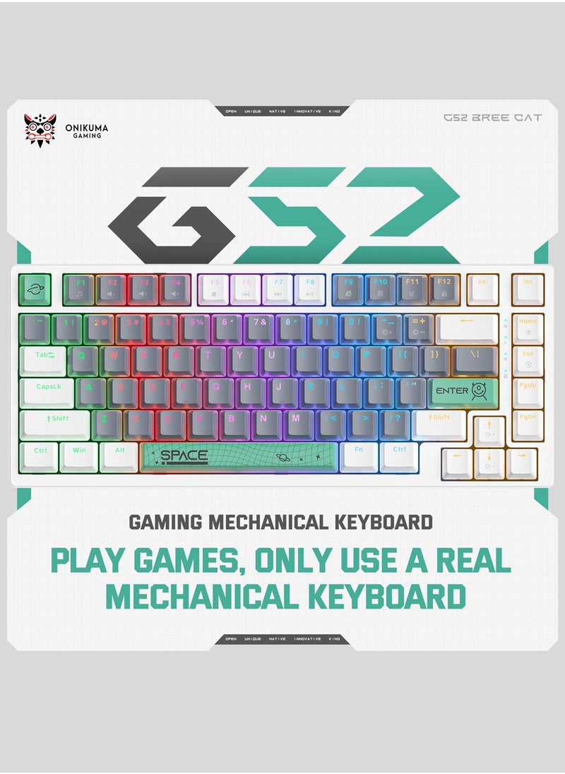 onikuma - Wired Mechanical Keyboard with Brown Switches,RGB Backlit 82 Keys 75% Compact Computer Keyboard for Gaming,Typing, Programming,Mixed Color Keycaps,Ergonomic - Image 1