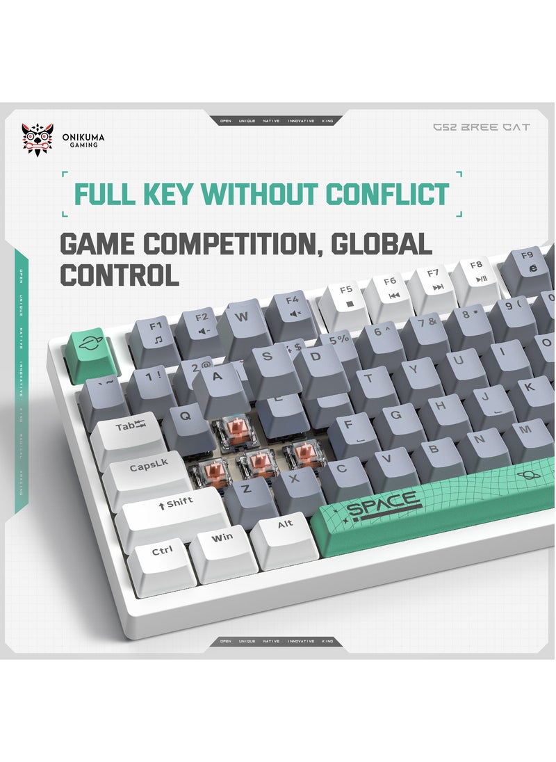 onikuma - Wired Mechanical Keyboard with Brown Switches,RGB Backlit 82 Keys 75% Compact Computer Keyboard for Gaming,Typing, Programming,Mixed Color Keycaps,Ergonomic - Image 1