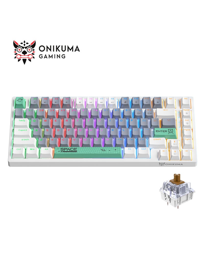 onikuma - Wired Mechanical Keyboard with Brown Switches,RGB Backlit 82 Keys 75% Compact Computer Keyboard for Gaming,Typing, Programming,Mixed Color Keycaps,Ergonomic - Image 1