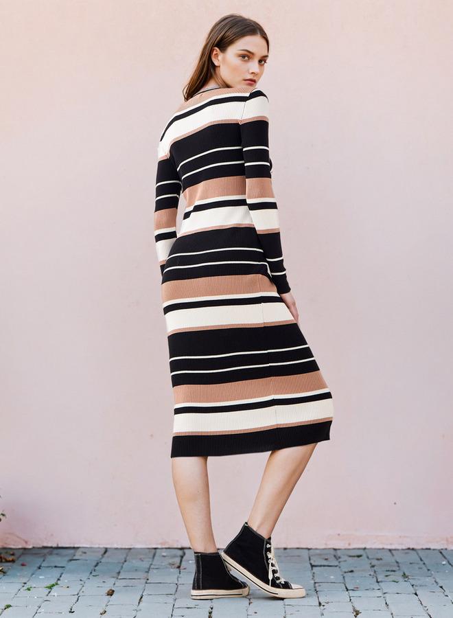 تواكستريمز فستان ميدي ضيق مخطط - Image 3