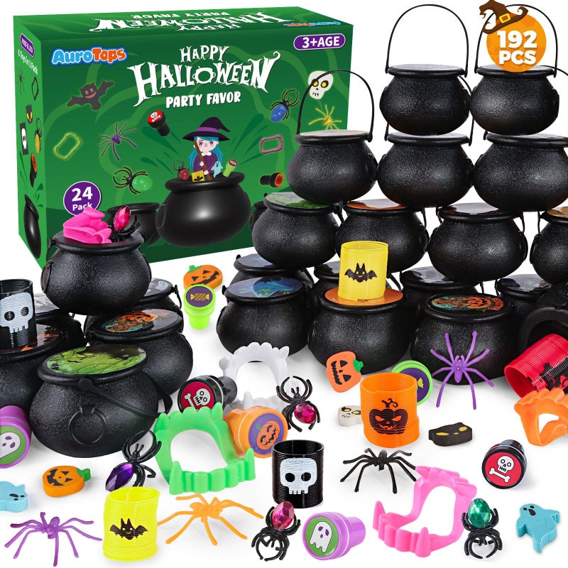 AuroTops Halloween Party Favor for Kids 24 Pack Prefilled Small Plastic Witch Cauldron Halloween Miniatures Novelty Toy in Bulk Halloween Trick or Treat Toys Prizes Rewards Gifts Miniatures for Kids - Image 2