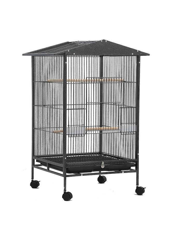 WALALLA Extra Large Rolling Bird Cage - Metal Breeding Cage with Removable Feeder & Access Doors | For Cockatiels, Conures, Lovebirds, Parakeets | Includes Stand & Locking Wheels 85×57×45cm(Black) - Image 1