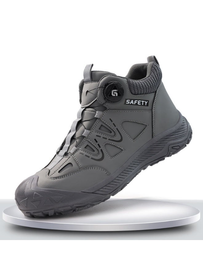 NIBEMINENT Quality Safety Shoes Men Boots Rotating button Work Boots Steel toe shoes waterproof leather boots Men Protection Shoes Non-slip - Image 1