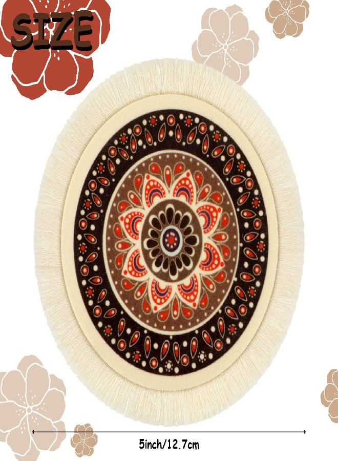 Tatuo 4 Pieces Rug Table Coasters Table Drink Holders Oriental Design Fabric Carpet Drink Mats Oriental Design Fabric Elegant Carpets Kitchen and Bar Mats for Home Office and More (Round, Fresh Pattern) - Image 2
