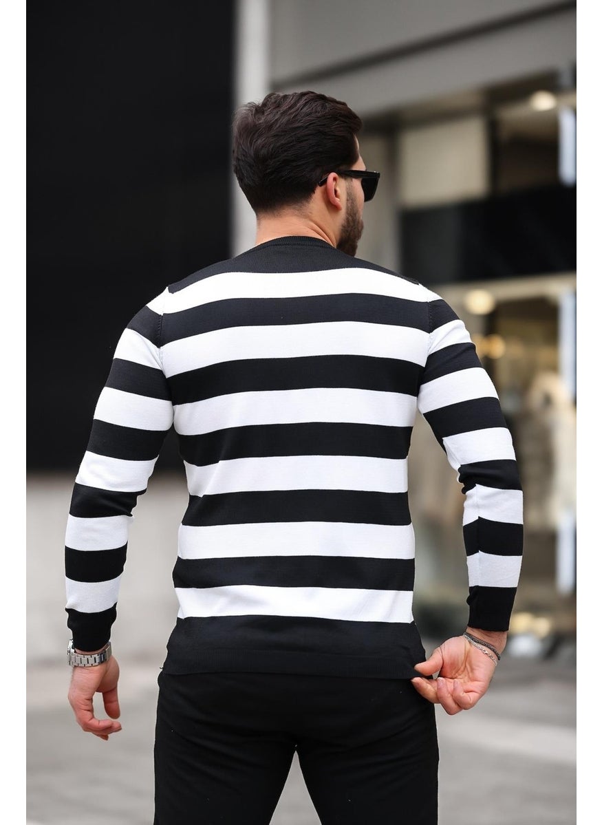 Knitted Striped Crew Neck Thin Knitwear Men's Sweater - Black - pzsku/Z94307B7BDAD7785F183AZ/45/_/1741192359/c5a950a3-6115-4ed5-8ac5-4b107009ca32