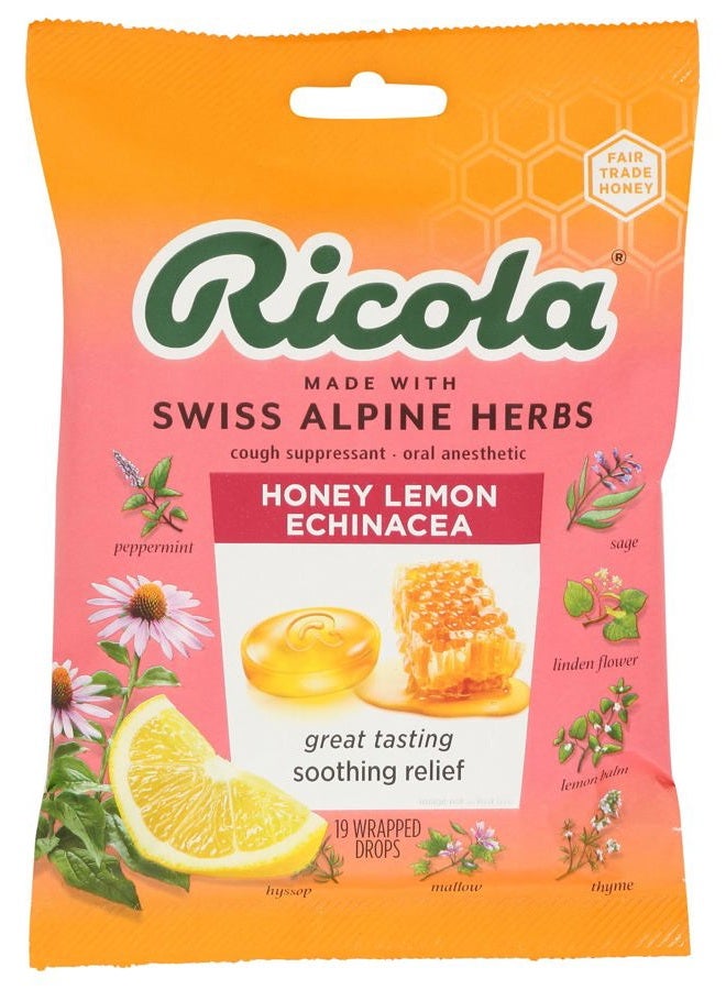 Ricola عسل الليمون مع إكيناسيا لقمع السعال - أقراص للحلق، 19 قطعة (عبوة من 1) - Image 1