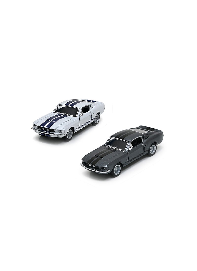 Kinsmart Pack of 2 Pcs 1967 Shelby GT-500 Die Cast Metal Doors Openable Pull Back Action Toy Car 