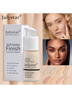 Julystar Soft Matte Finish Liquid foundation, foundation cream, foundation concealer, lasting makeup-free liquid foundation(Pearly white)  - Image 3