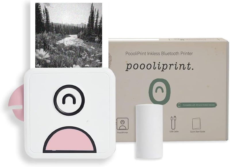 Poooliprint L1 Inkless Pocket Printer - Mini Phone Bluetooth Portable Poooli Thermal Printer for iOS + Android Print Sticky Photos, Labels, Notes, Lists for Journal, Pink - Image 1