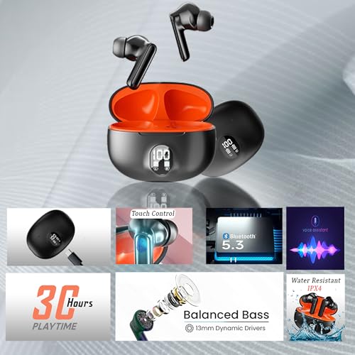 Kratos Cube Ear Buds Wireless with 30H Playtime, Noise Isolation & Clear Calls, Bluetooth Earbuds with Voice Assistant, Ear Buds with Bluetooth V 5.3 & with Type C Fast Charging, IPX4 TWS Earphones - Image 5