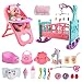 deAO 12 Baby Doll Play Set with Crib Mobile High Chair Feeding Accessories Interactive Dolls for Girls Kids Pretend Play Baby Dolls 21 PCS - Image 3