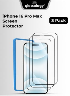 glassology 3Pack Screen Protector for iPhone 16 Pro Max 6.9"  9H+ Unbreakable HD Ultra Clear Tempered Glass Easy Install & Case-Friendly Includes Installer Frame  - Image 1