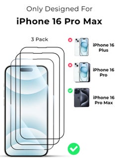 glassology 3Pack Screen Protector for iPhone 16 Pro Max 6.9"  9H+ Unbreakable HD Ultra Clear Tempered Glass Easy Install & Case-Friendly Includes Installer Frame  - Image 2