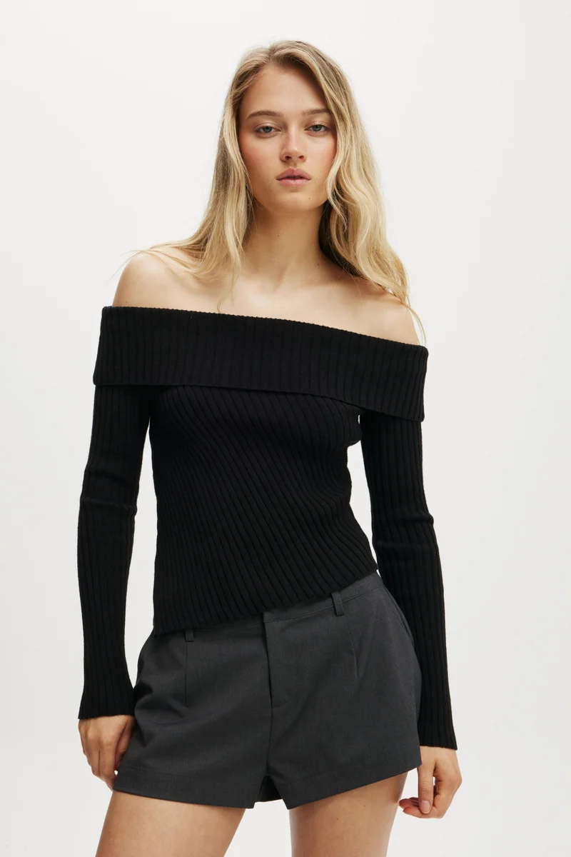 كوتون اون ASYM RIB OFF SHOULDER KNIT