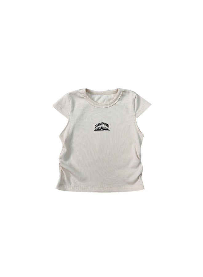 Girls' Short-sleeve T-shirt, Mountain-style Outdoor Fashion Children's Clothing, New Summer Model, Children's Textured Cotton Versatile Short-sleeve T-shirt