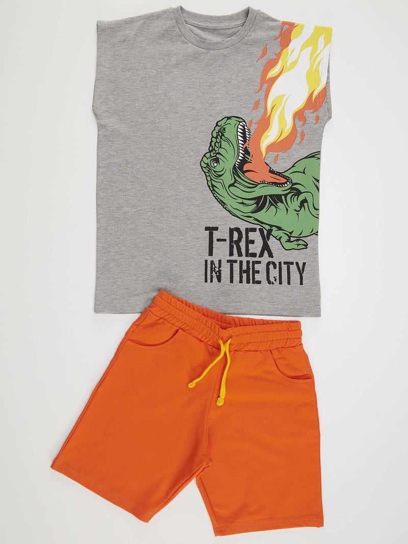 Mshb&G T-Rex Flame Boy T-Shirt Shorts Set  - Image 3