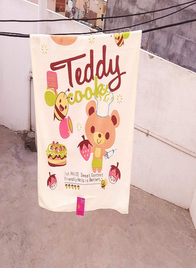 Sanvi Baby's/Kids Super-Soft Muslin Square Ultra Soft Multicolor Cotton Bath Towel/Face Towel (50CMS x 100CMS) (Cartoon Print, 12) - Image 4