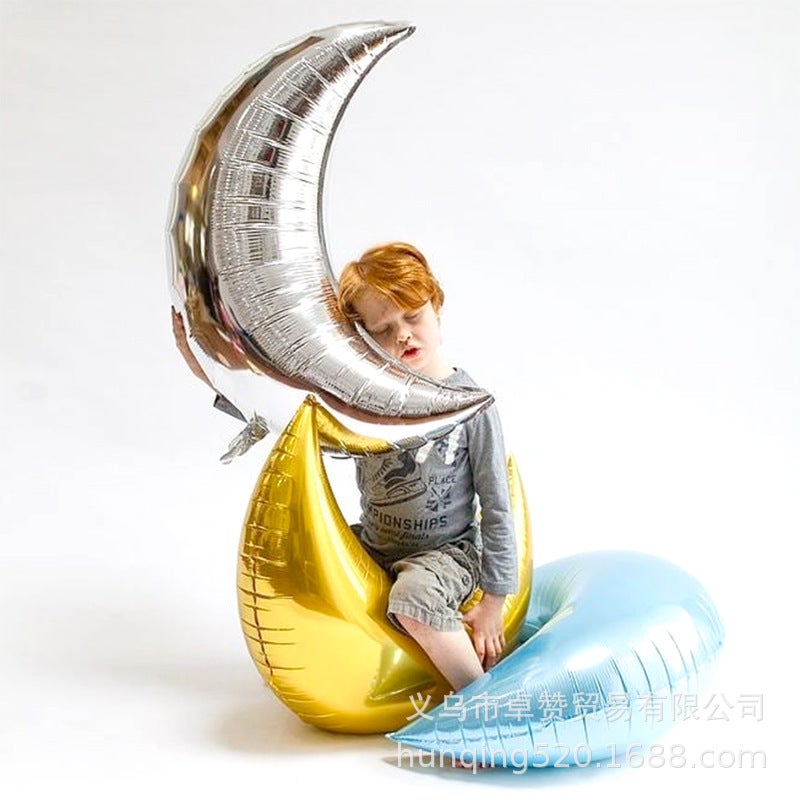 28 Inch Large Moon Aluminum Film Balloon Tanabata Baby Birthday Party Decoration Aluminum Foil Balloon - Image 5