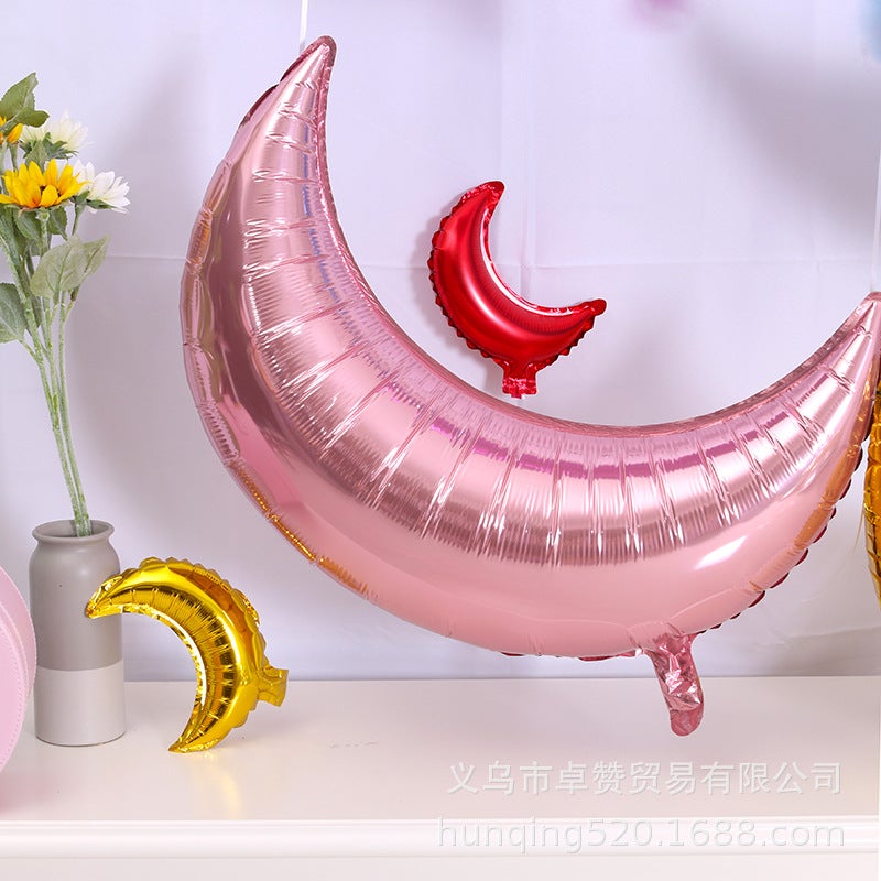28 Inch Large Moon Aluminum Film Balloon Tanabata Baby Birthday Party Decoration Aluminum Foil Balloon - Image 3