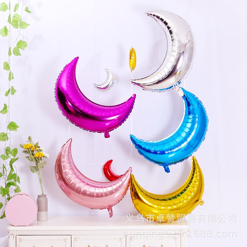 28 Inch Large Moon Aluminum Film Balloon Tanabata Baby Birthday Party Decoration Aluminum Foil Balloon - Image 2