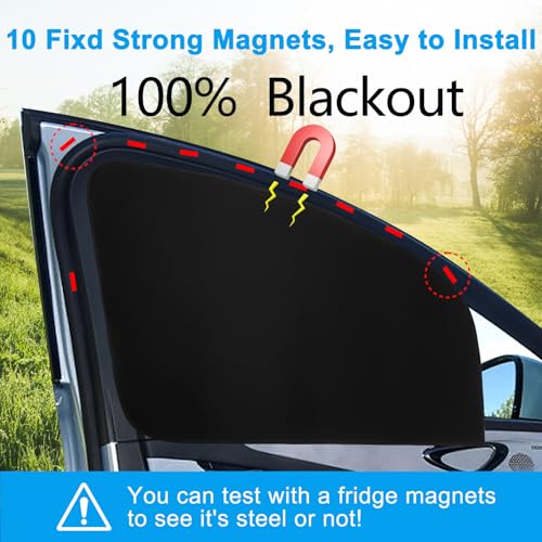 Ovege Car Window Shades Magnetic 4pcs-Blackout Side Window Shade for Baby in Car Privacy Curtain UV Protection - Image 2