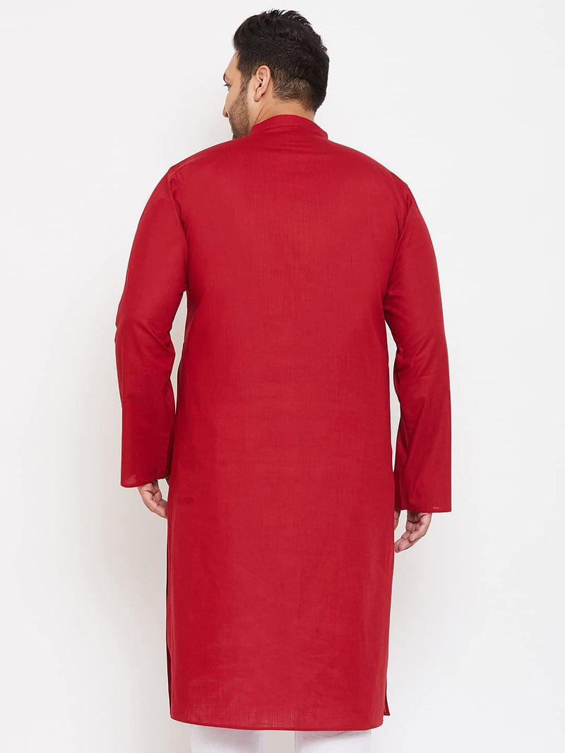 VASTRAMAY Men Plus Size Linen Cotton Kurta | Mandarin Collar Full Sleeve Solid Kurta | Comfortable Ethnic Wear for Festive & Casual Occasions - Image 3
