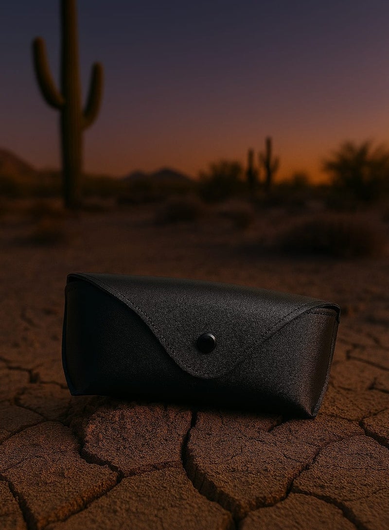 Generic 1 Piece Soft PU Leather Glasses Case – Unisex Eyewear Holder with Button Closure, Lightweight & Durable for Travel and Daily Use – Black  - Image 3