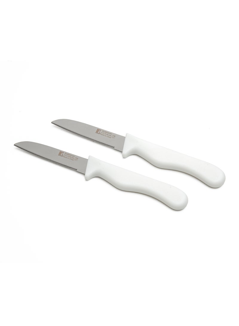 BERGNER OCASA STAILESS STEEL 2PC FRUIT KNIFE SET WITH SERRATED BLADE, WHITE COLOR, BG39906WH - Image 1