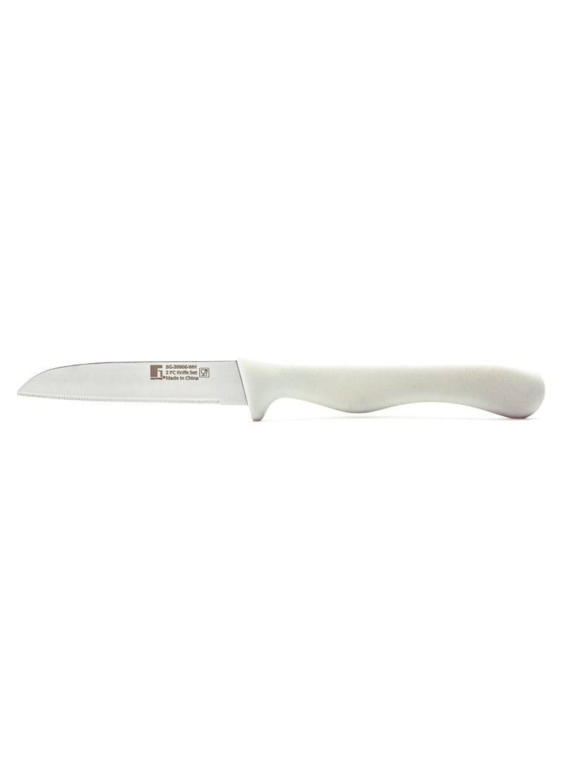 BERGNER OCASA STAILESS STEEL 2PC FRUIT KNIFE SET WITH SERRATED BLADE, WHITE COLOR, BG39906WH - Image 2