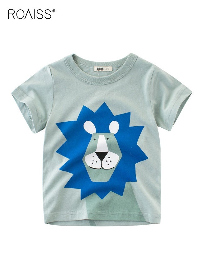 roaiss 3PCS Summer T-shirt Set, Boys Short Sleeve Cotton Tops with Animal Prints, Stylish Unique T shirt for Boys, Suitable for Daily Wear or Any Occasion - Image 2