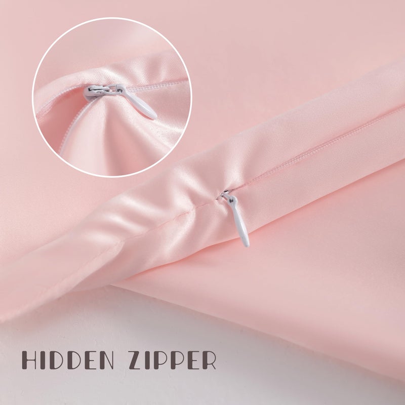 NTBAY Zippered Silk Satin Toddler Pillowcases - 2 Pack Hidden Zipper 13x18 Pillowcases - Luxury and Silky Baby Travel Pillow Covers, Pink - Image 3