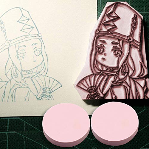 XoreArt 8 Pcs 2"x2" Pink Rubber Carving Blocks for Stamp Soft Rubber Crafts, Soft and Easy to Carve (Round) - Image 3