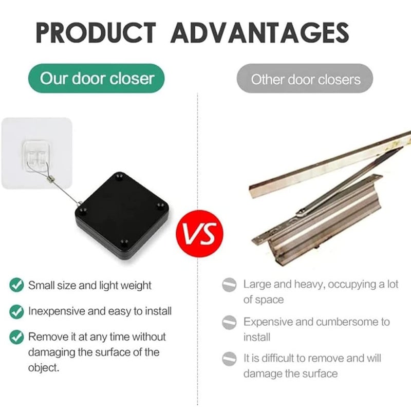 CozyCrest 2 Pices Door Closer Automatic Screen Door Closer Storm Sliding Screen Auto Door Closer with Steel Drawstring for Bathroom Bedroom Studyroom Pack of 2 - Image 3