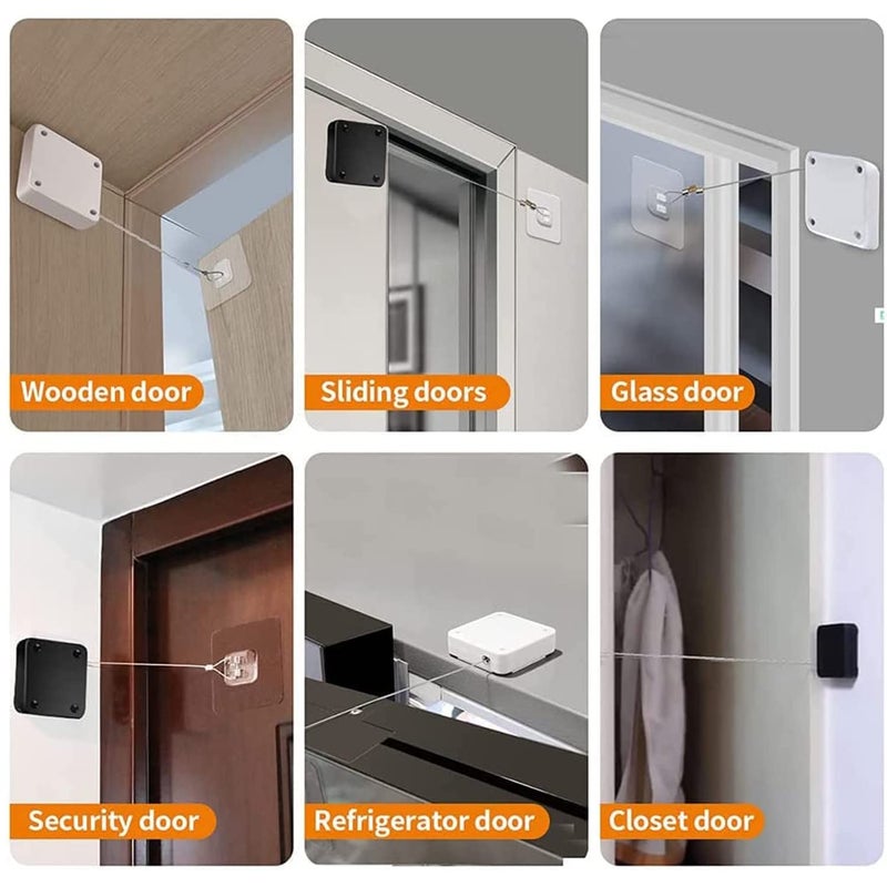 CozyCrest 2 Pices Door Closer Automatic Screen Door Closer Storm Sliding Screen Auto Door Closer with Steel Drawstring for Bathroom Bedroom Studyroom Pack of 2 - Image 5
