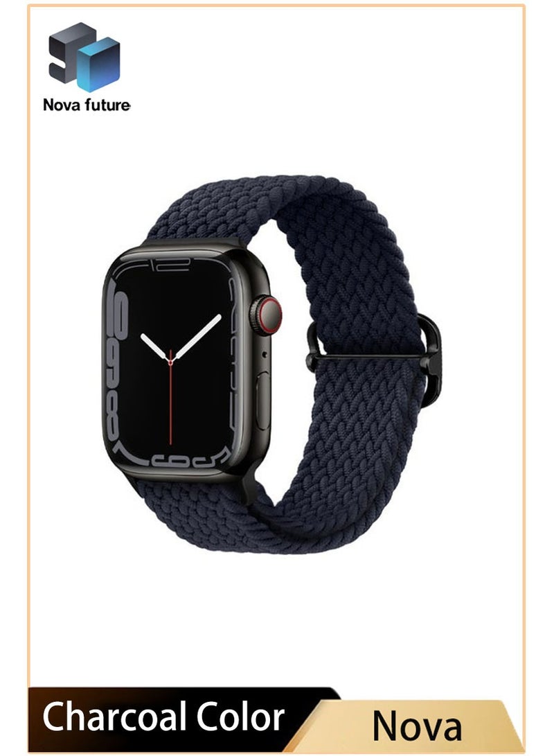مستقبل نوفا سوار ساعة نايلون بديل لسلسلة iWatch 10/11 46 مم، متوافق مع سوار iWatch 49 مم 45 مم 44 مم 42 مم، سوار معصم بديل رياضي لسلسلة iWatch 9 8 7 6 5 4 ultra 2 ultra 3 ultra SE SE 2 SE 3 باللونين الأسود والأزرق - Image 1