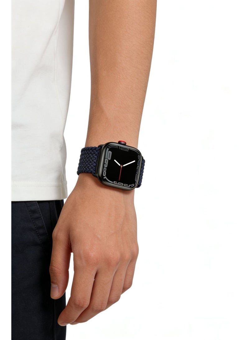 مستقبل نوفا سوار ساعة نايلون بديل لسلسلة iWatch 10/11 46 مم، متوافق مع سوار iWatch 49 مم 45 مم 44 مم 42 مم، سوار معصم بديل رياضي لسلسلة iWatch 9 8 7 6 5 4 ultra 2 ultra 3 ultra SE SE 2 SE 3 باللونين الأسود والأزرق - Image 4