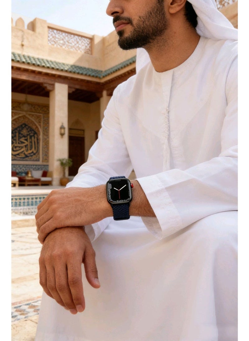 مستقبل نوفا سوار ساعة نايلون بديل لسلسلة iWatch 10/11 46 مم، متوافق مع سوار iWatch 49 مم 45 مم 44 مم 42 مم، سوار معصم بديل رياضي لسلسلة iWatch 9 8 7 6 5 4 ultra 2 ultra 3 ultra SE SE 2 SE 3 باللونين الأسود والأزرق - Image 5