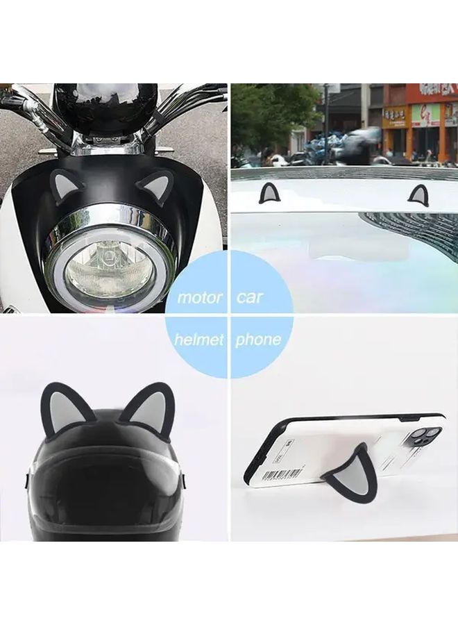 Blue Cat Ears Helmet Stickers 2PCS Self Adhesive Motorcycle Scooter Accessories - Image 4