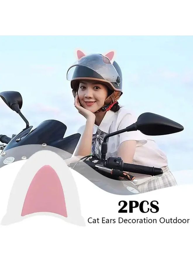 Blue Cat Ears Helmet Stickers 2PCS Self Adhesive Motorcycle Scooter Accessories - Image 1