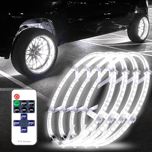 Beatto 17 inch Bright White Double Row Wheel Lights, Pure White and Remote ControlWheel Ring Light for Car, Truck, Pickup, Vehical Offroad - Image 1