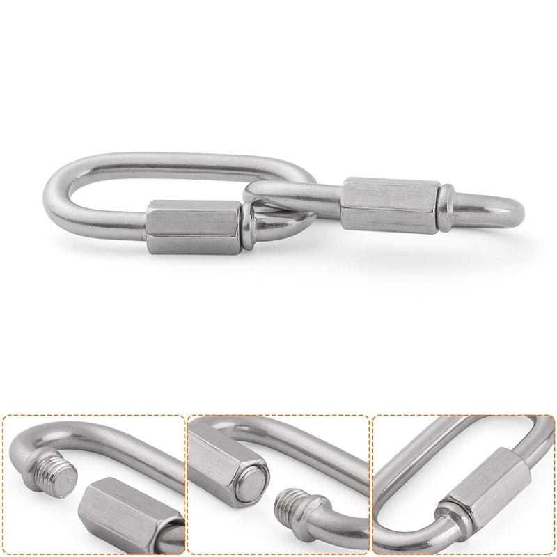 REZNOR Heavy Duty Oval Shape Stainless Steel Screw Link Snap Hook Carabiner Hook for Multipurpose Weight-Lifting Mountain Swinging Climbing Gym, Pack of 6 - Image 3