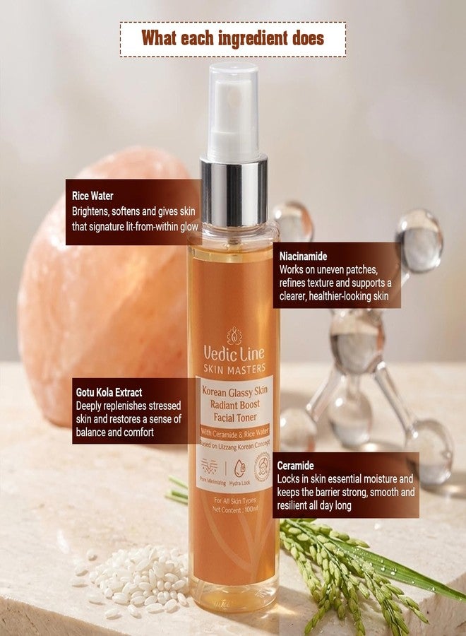 Vedic Line Vedicline Korean Glassy Skin Radiant Boost Facial Toner with Rice Water, Niacinamide, Gotu Kola Extract & Ceramide Hydrating Face Toner for Fresh, Smooth & Glowing Skin 100 ml - Image 3